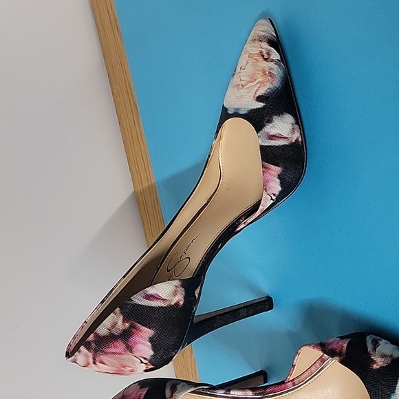 Jessica Simpson Womens Slip On Stiletto Pumps Heels Floral Leather Size 10 - Picture 2 of 13